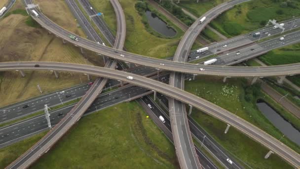 The Hague, 1th of July 2021, The Netherlands. Prins Claus Plein intersection highway infrastructure along the A4 motorway. — Stock Video