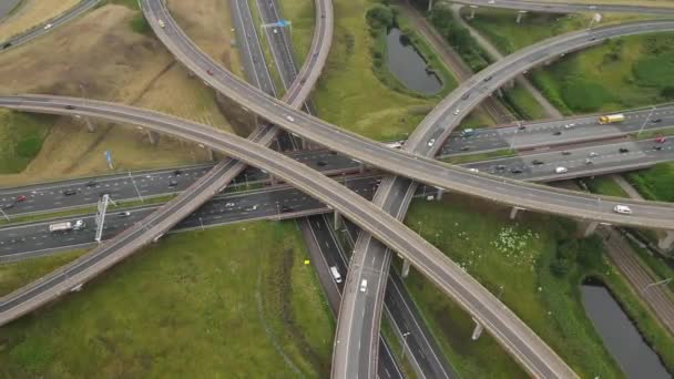 The Hague, 1th of July 2021, The Netherlands. Prins Claus Plein intersection highway infrastructure along the A4 motorway. — Stock Video