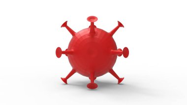 Beyaz arka planda izole edilmiş virüs mikrop parçacığı covid 19 hastalık mikrobu.