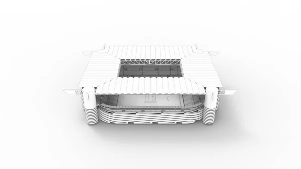 Rendu 3D d'une structure architecturale de stade isolée sur fond blanc — Photo
