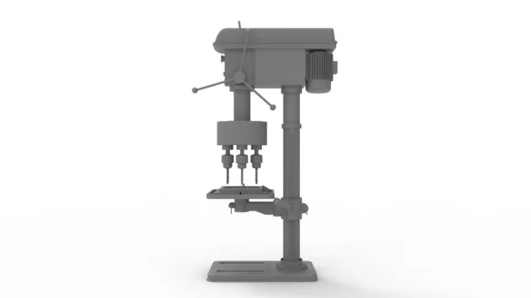 Rendu 3D d'une station d'outils de forage à colonne. Instrument d'atelier de perceuse à pilier. Outil de fraisage modèle informatique isolé — Photo