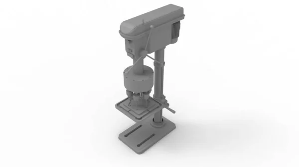 3D-Darstellung einer Säulenbohrwerkzeugstation. Säulenbohrwerkzeug. Fräswerkzeug Computermodell isoliert — Stockfoto