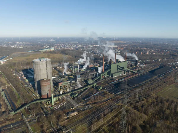 Bottrop Almanya 'sında kokain fabrikası Prosper. Gündüz vakti hava aracı fotoğrafı.