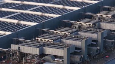 Aerial drone video of the recently opened, new build data center facility in Winschoten, Netherlands, representing a massive infrastructure investment for AI and cloud services.