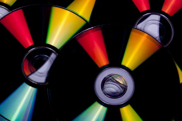 Close up Reflexões e cores em discos compactos — Fotografia de Stock