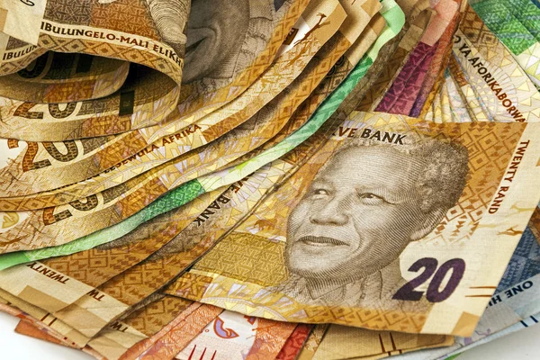 Selectie van gebruikte Zuid-Afrikaanse bankbiljetten — Stockfoto