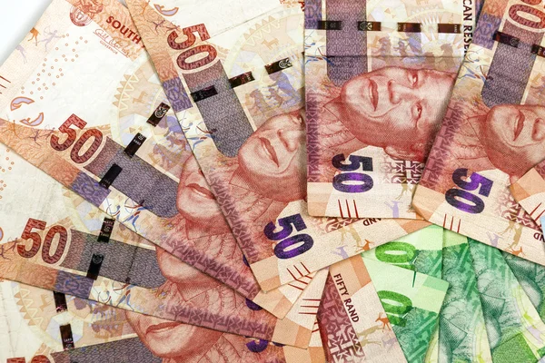Closeup circulaire regeling van Zuid-Afrikaanse bankbiljetten — Stockfoto