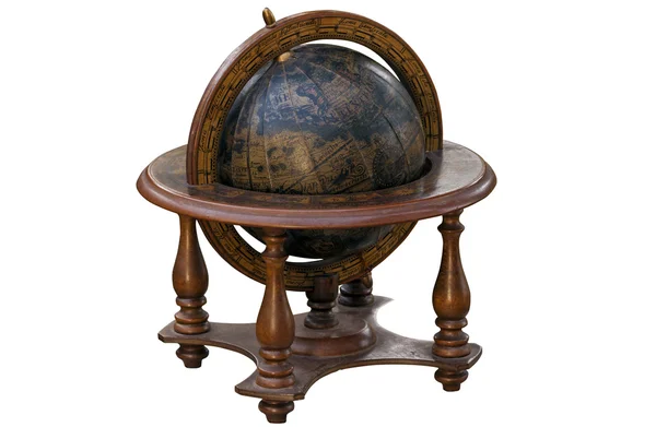 安装在木架的老式世界地球仪 — 图库照片
