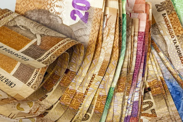 Verspreiding van diverse Zuid-Afrikaanse bankbiljet achtergrond — Stockfoto