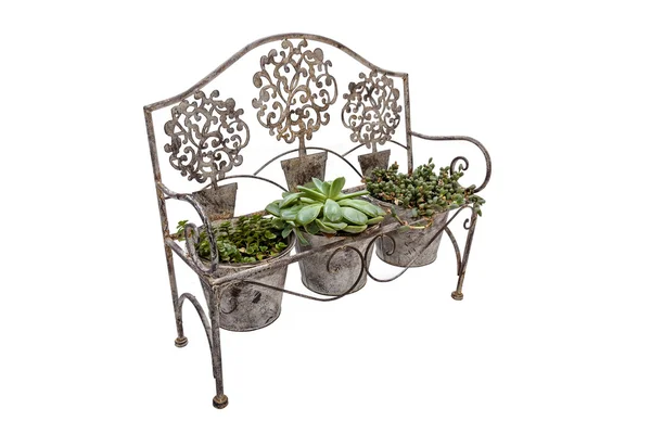 High Side View of  Ornate Rusted Wrought  Iron Bench — Stock Photo, Image