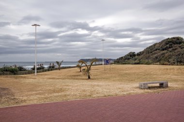 Döşeli patika kuru kış çim her an okyanus ve manzarası