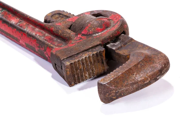 Rusty goed gebruikt rode Monkey Wrench Spanner Jaws — Stockfoto