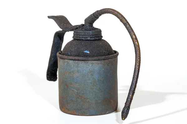 Studio Shot of Old Grimy Blue Oil Can 3 — Stock Photo, Image