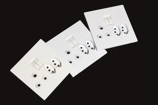 Drie multifunctionele Wall Mount elektrische contactdozen en schakelaars — Stockfoto