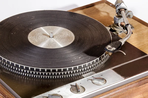 Vista frontal de Vintage Grungy Record tocando mesa giratoria — Foto de Stock