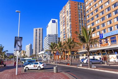 Palmiye ağacı Llined Esplanade Cty Skyline karşı 
