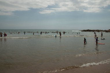 Holiday makers enjoying the sea and sun at  scottburgh, south africa
