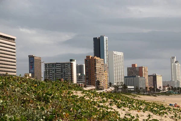 Dünensanierung Durban Mit Gebäuden Direkt Strand Hintergrund — Stockfoto
