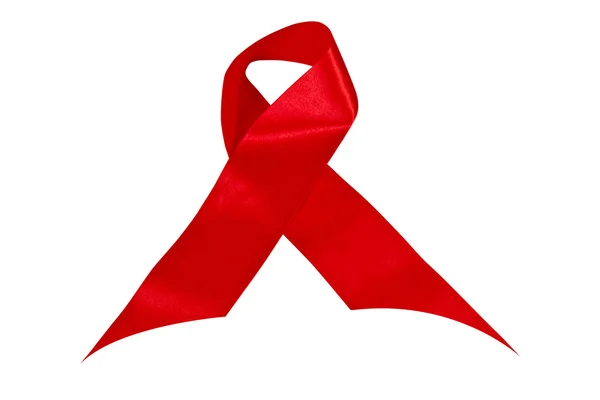 Aid Simbolisasi Red Ribbon Berkilau — Stok Foto