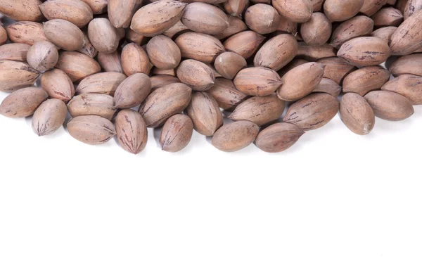Brown Unshelled Pecan Nuts with Copy Space — Stock Photo, Image
