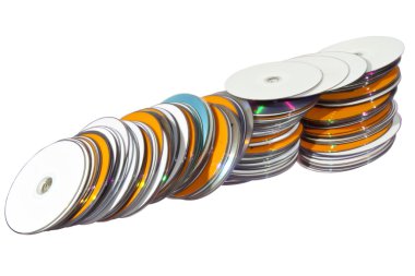 Yığılmış renkli kompakt Dists izole satırı