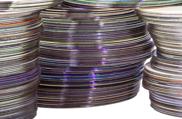 Gros plan extrême de disques compacts colorés brillants — Photo