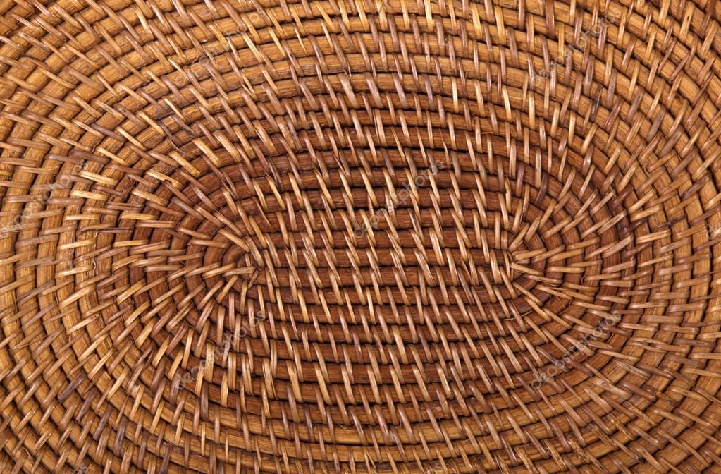 Closeup Of Traditional Woven Grass Mat In Circular Pattern Stock