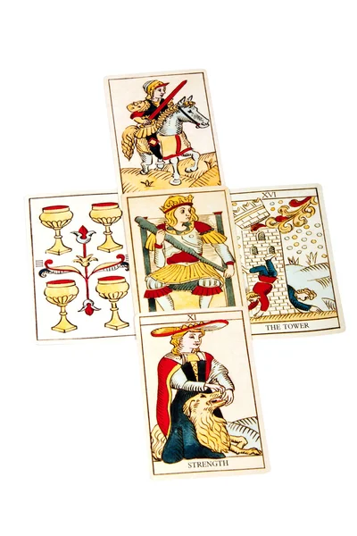 Cartas del tarot establecidas en cinco repartidas — Foto de Stock