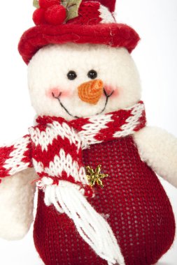 Portre, kumaş kardan adam kırmızı ve beyaz fular