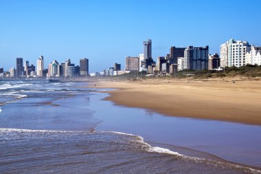 View of Hotels from Shoreline in Durban South Africa