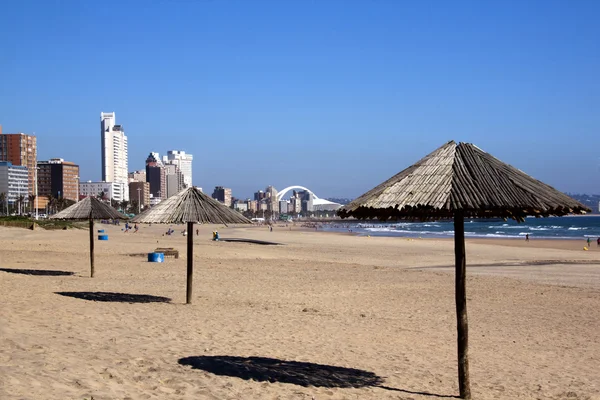 Wooden Sunshades on Addington Beach in Durban — Stock Photo, Image