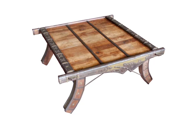 Opracowania stolik z drewna i mosiądzu — Zdjęcie stockowe