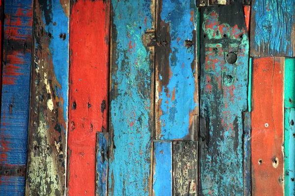 Panneaux de couleurs vives de planches en bois altérées Images De Stock Libres De Droits