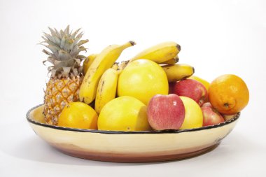 Decorative Bowl of Colorful Seasonal Tropical Fruit 