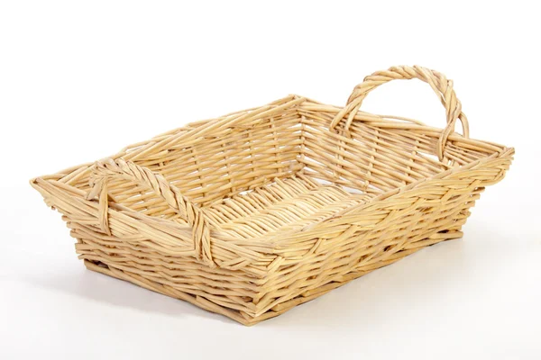 Studio shot rectangular wicker woven basket on White — 图库照片