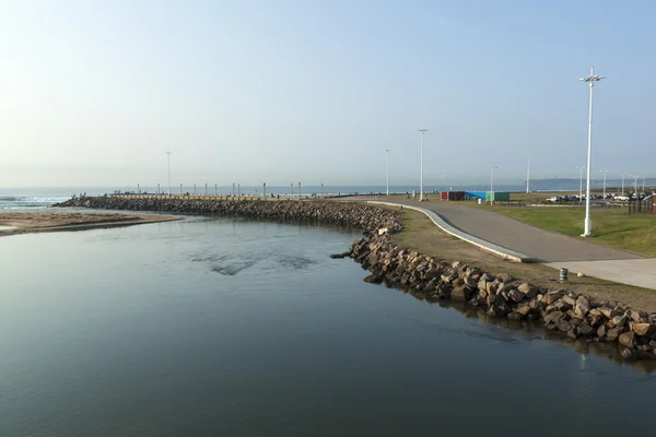 View of Umgeni River Mouth Lined by Walkway — Stock Photo, Image