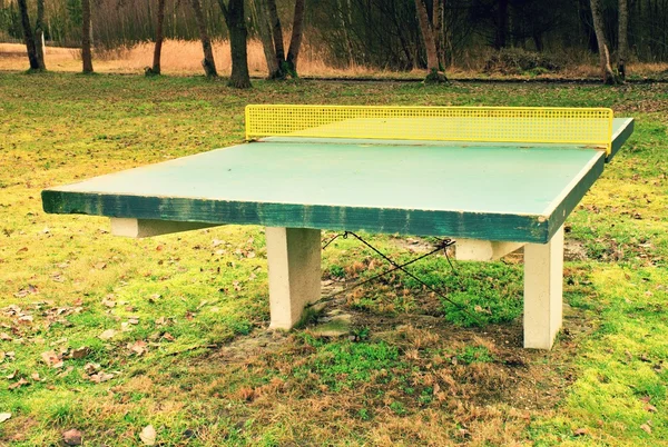 Draußen grüne Beton-Tischtennisplatte im Lager — Stockfoto