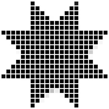 Sekiz yıldız, ostagon işaret etti. Basit geometrik desen gölgeli çerçeve ile siyah kareler. Nokta desenleri