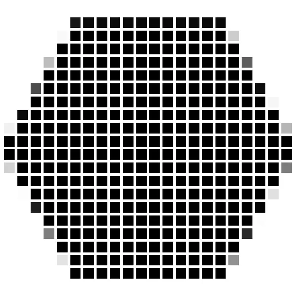 Hexagon.das einfache geometrische Muster schwarzer Quadrate mit schattiertem Rahmen. Reihe von Punktmustern. Halbtonmuster für Plakate, Banner, Flugblätter, — Stockfoto