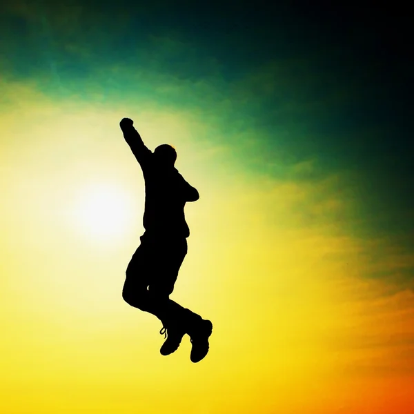 Flying man. Young man falling down on sky background. — Stock Photo, Image