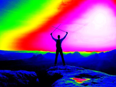 Fantastik Kızılötesi tarama. Turist Polonyalılar ile. Termografi renkleri