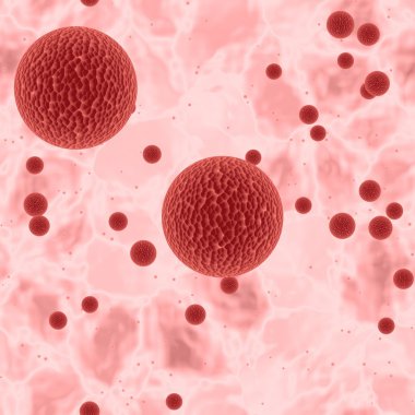 Büyük parlak kırmızı tehlikeli bakterilerin ya da hafif kan alanlarında virüs