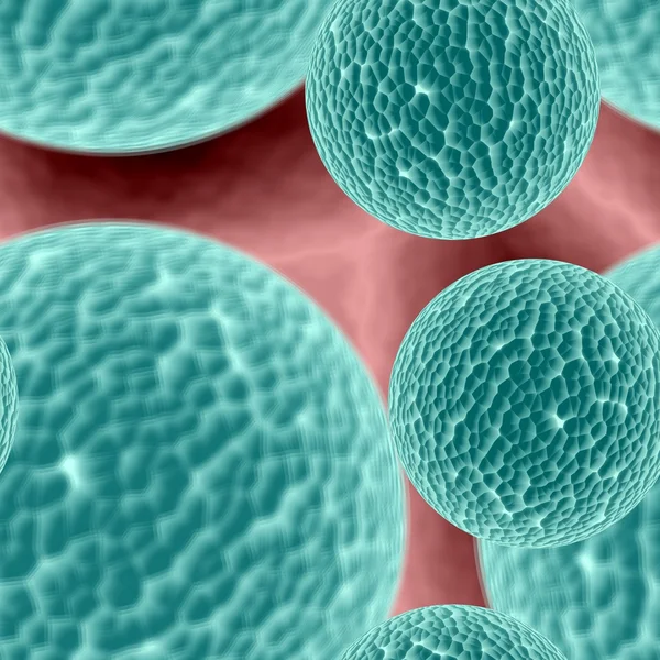 Helder blauw groene gevaarlijke bacteriën of een virus in het bloed — Stockfoto