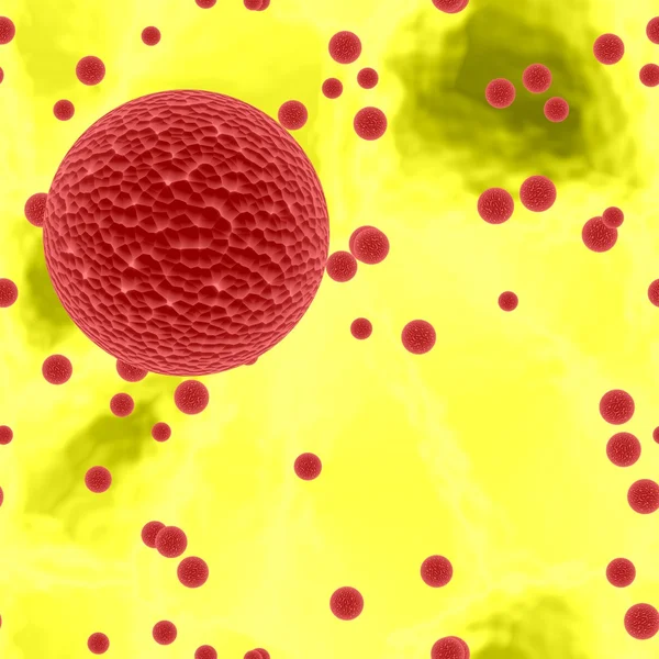 Sfere insanguinate pericolose di batteri pericolosi o sfere virali — Foto Stock