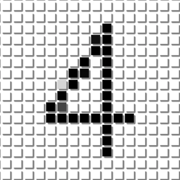 四。简单的几何图案，在四号的黑色方形 — 图库照片