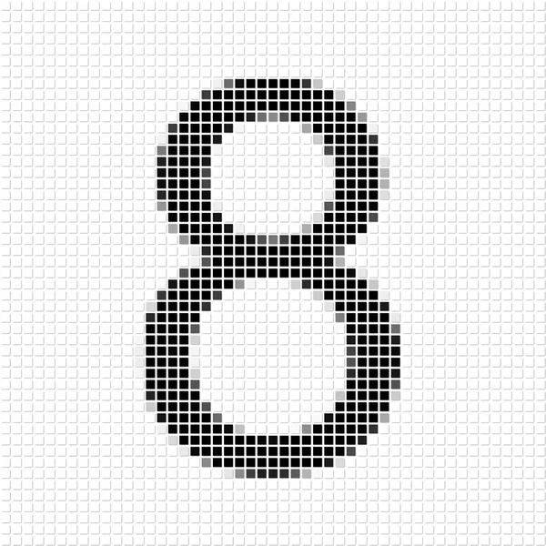 Eight. Simple geometric pattern of black squares in number eight — Stock Photo, Image