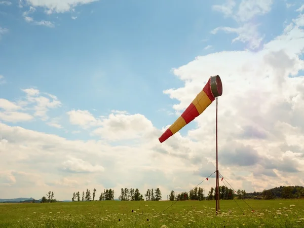 Summer hot day on sport airport with moving windsock, — Stock Photo, Image