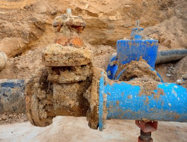 Detay bağlantı parçaları, 250mm ve 150mm gate vanalar, içecek su sisteminde azaltma ortak üyeler. 