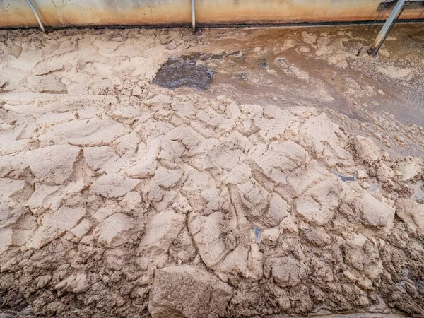 Detail Foam Huge Concrete Circular Sedimentation Tank Water Settling Purification — Stock Photo, Image