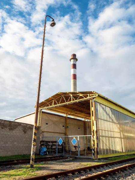 Estação Aquecimento Cidade Instalação Processamento Gás Natural Num Gasoduto Combustão — Fotografia de Stock